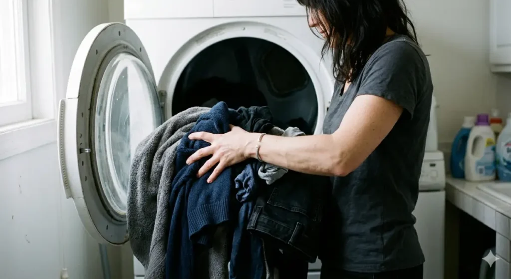 Cold damp clothes pulled from a dryer that is not heating