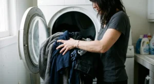 Cold damp clothes pulled from a dryer that is not heating
